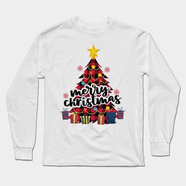 Merry Christmas Tree Long Sleeve T-Shirt by Peach Lily Rainbow